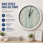 Relogio de Parede Analogico Silencioso Numeros Grandes Efeito Madeira Vidro 30CM Yeet