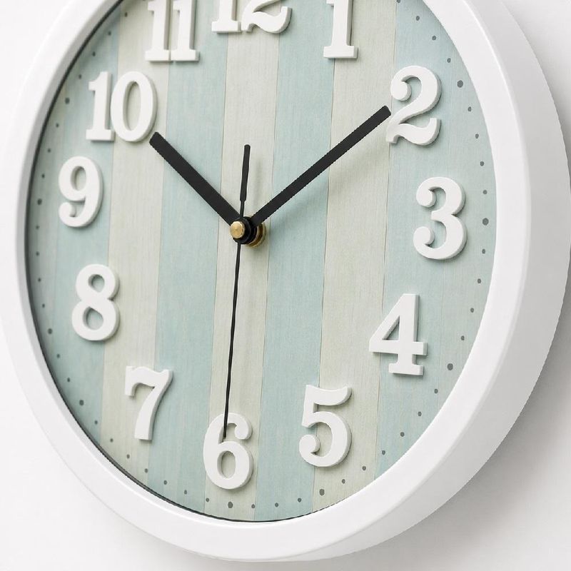Relogio de Parede Analogico Silencioso Numeros Grandes Efeito Madeira Vidro 30CM Yeet