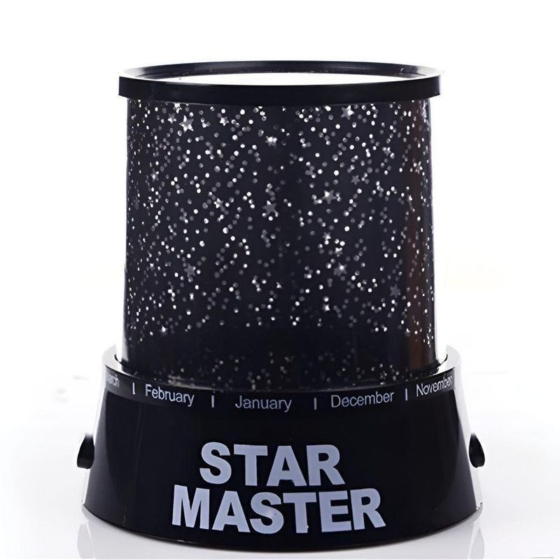 Luminária Abajur Projetor de Teto e Parede Infantil Estrelas Coloridas Preto Yeet