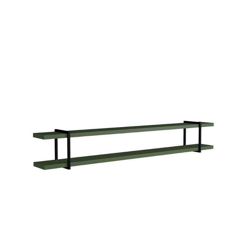 Prateleira Multiuso Suspensa Smart MDF Suporte Metal Musgo com Preto Casa Lar Shop 180CM
