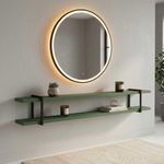 Prateleira Multiuso Suspensa Smart MDF Suporte Metal Musgo com Preto Casa Lar Shop 180CM