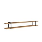 Prateleira Suspensa Multiuso Smart 260CM MDF Suporte Metal Multifuncional Louro com Preto Casa Lar