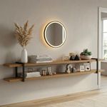 Prateleira Suspensa Multiuso Smart 260CM MDF Suporte Metal Multifuncional Louro com Preto Casa Lar