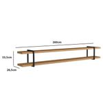 Prateleira Suspensa Multiuso Smart 260CM MDF Suporte Metal Multifuncional Louro com Preto Casa Lar