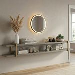 Prateleira Suspensa Multiuso Smart Retangular MDF Fixação Parafuso Sala Grigio com Dourado Casa Lar
