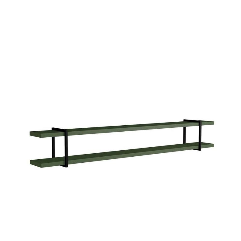 Prateleira Suspensa Multiuso Smart Retangular MDF Suporte Metal Musgo com Preto Casa Lar Shop