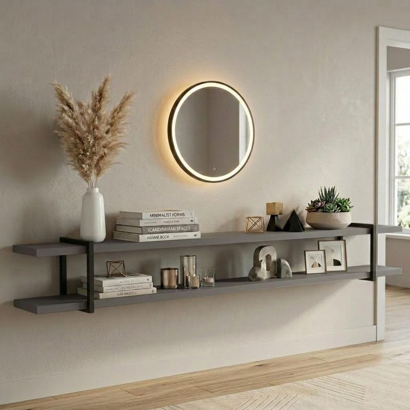 Prateleira Suspensa Multiuso Smart MDF Metal Grigio com Preto 260CM Casa Lar Shop