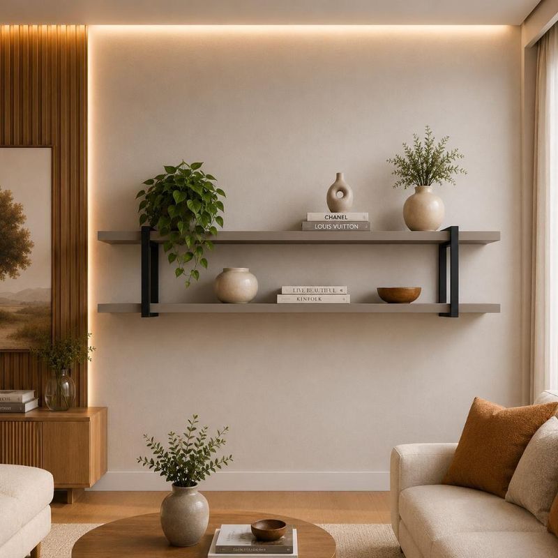 Prateleira Suspensa Multiuso Smart MDF Metal Grigio com Preto 260CM Casa Lar Shop
