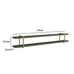 Prateleira Suspensa Smart MDF Suporte Metal Fixação Parafuso Sala Musgo com Dourado Casa Lar Shop