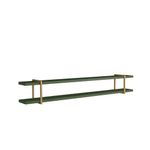 Prateleira Suspensa Smart MDF Suporte Metal Fixação Parafuso Sala Musgo com Dourado Casa Lar Shop