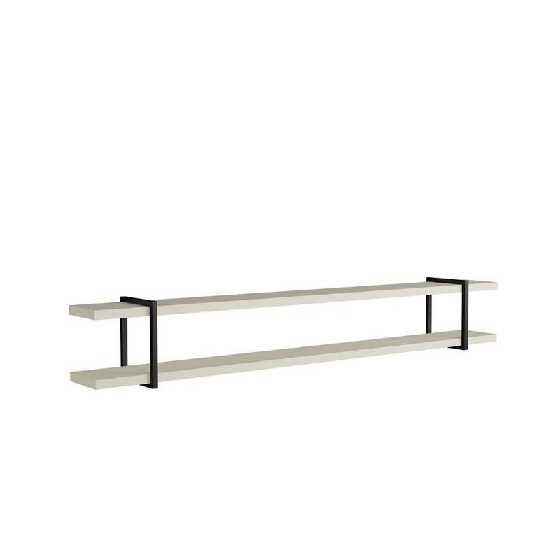 Prateleira Suspensa Multiuso Smart 218CM MDF Suporte Metal Luna com Preto Casa Lar Shop