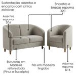 Kit Poltrona e Namoradeira Aura Boucle Pés Palito Madeira Sala de Estar Milani Movelaria