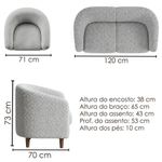 Kit Poltrona e Namoradeira Aura Boucle Pés Palito Madeira Sala de Estar Milani Movelaria