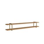 Prateleira Suspensa Multiuso Linha Smart MDF e Metal Parede Louro com Dourado Casa Lar Shop