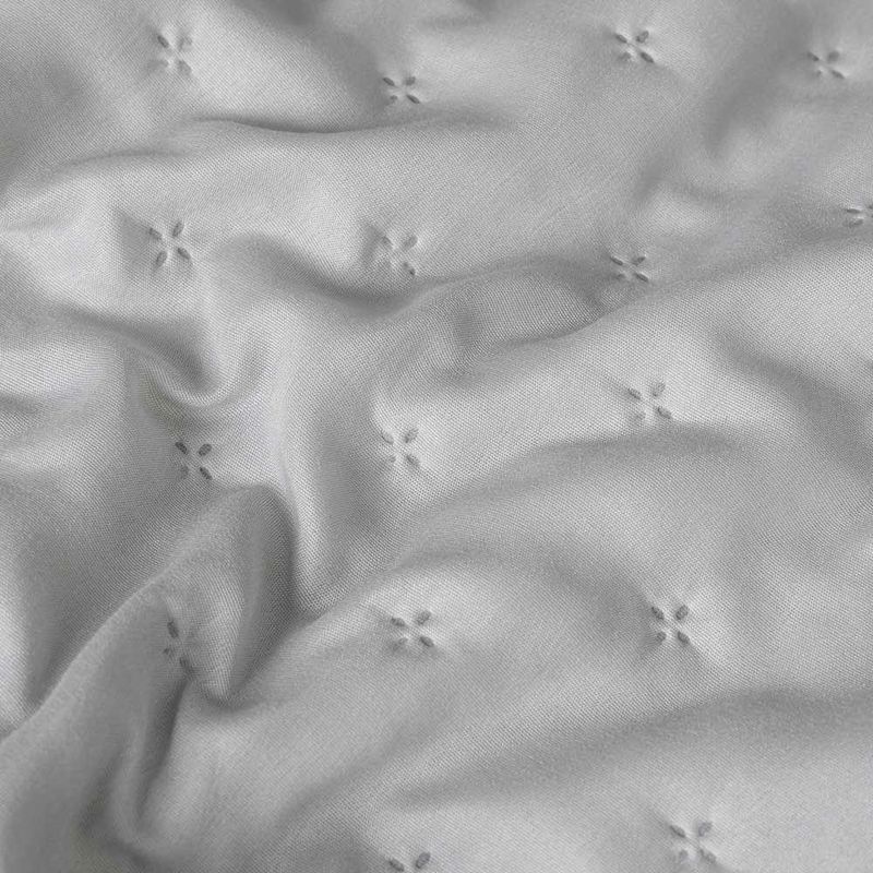 Kit Cobre Leito Elegance Casal Microfibra 100% Poliéster com Babado 3 Peças Cinza Casa Scarpa