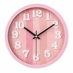 Relógio de Parede Analógico Moderno Números Grandes Silencioso Rosa 30CM Redondo Yeet