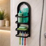 Porta Shampoo Prateleira de Parede para Banheiro Porta Shampoo Prateleira de Plástico Nitron Preto