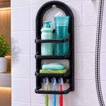 Porta Shampoo Prateleira de Parede para Banheiro Porta Shampoo Prateleira de Plástico Nitron Preto