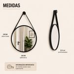Espelho Decorativo Redondo 25CM Moldura Plástico Parede Banheiro Preto Kangur