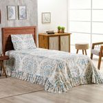Kit Cobre Leito Laila Mandala 5 Solteiro Micropercal 400 Fios Babado Estampado Rosa Casa Scarpa