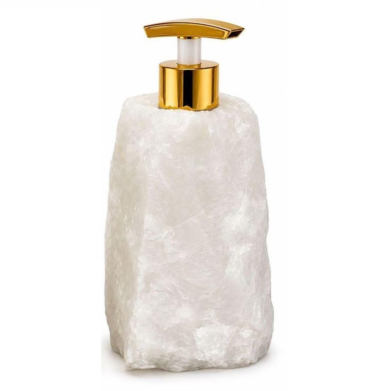 Kit Dispenser Sabonete e Difusor Pedra Natural Exotica Quartzo Branco Exclusiva
