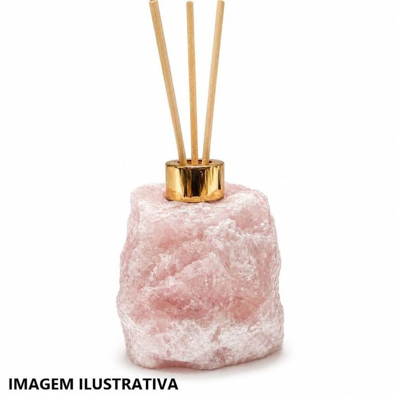 Kit Dispenser Sabonete Liquido e Difusor de Essencias Pedra Natural Exotica Quartzo Rosa Exclusivo