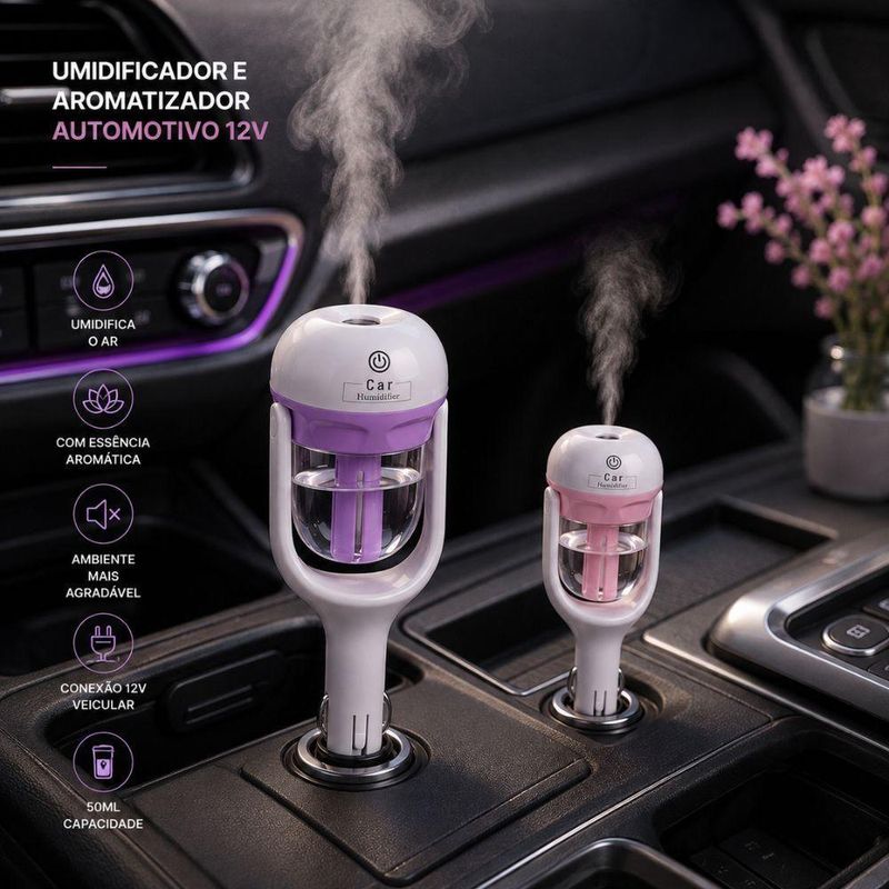 Umidificador de Ar Automotivo Articulado 12V 50ML Ghittoni Portatil Aromatizador Veicular 12V
