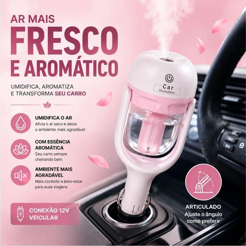 Umidificador de Ar Automotivo Articulado 12V 50ML Ghittoni Portatil Aromatizador Veicular 12V