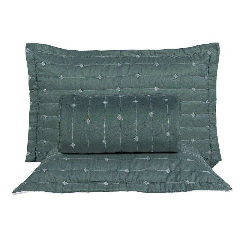 Kit Cobre Leito Rubine Queen 3 Peças Micropercal 400 Fios 100% Poliéster Verde Casa Scarpa