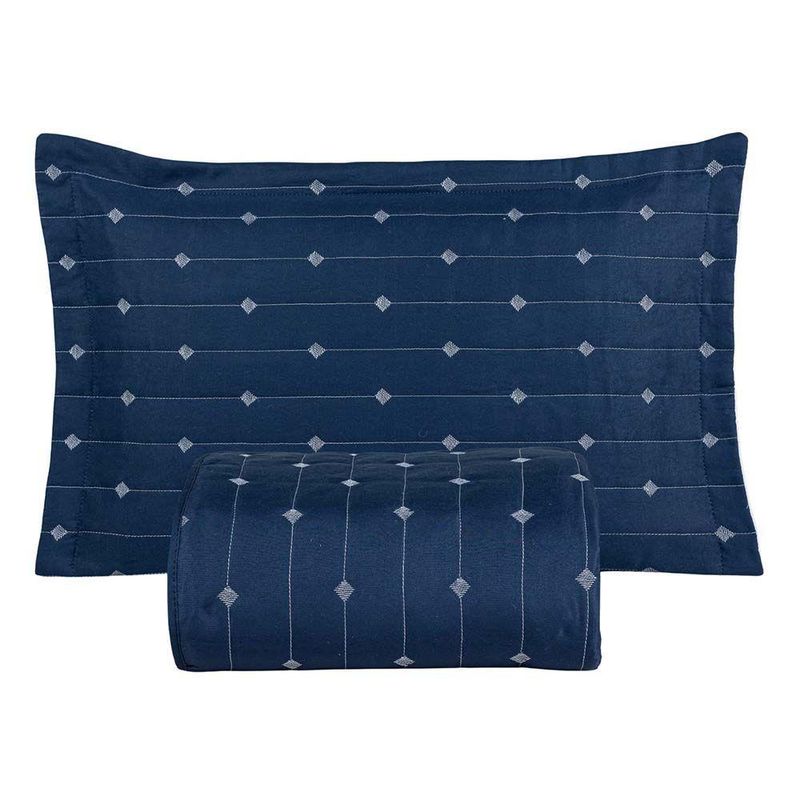 Kit Cobre Leito Rubine Solteiro Micropercal 400 Fios 100% Poliéster Liso Azul Marinho Casa Scarpa 2