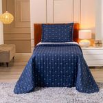Kit Cobre Leito Rubine Solteiro Micropercal 400 Fios 100% Poliéster Liso Azul Marinho Casa Scarpa 2