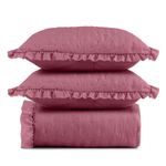 Kit Cobre Leito Elegance Queen Microfibra 3 Peças Babado Rosa Casa Scarpa