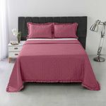 Kit Cobre Leito Elegance Queen Microfibra 3 Peças Babado Rosa Casa Scarpa