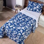 Kit Cobre Leito Karina Solteiro Micropercal 300 Fios 100% Poliéster Estampado Floral Rosa Casa