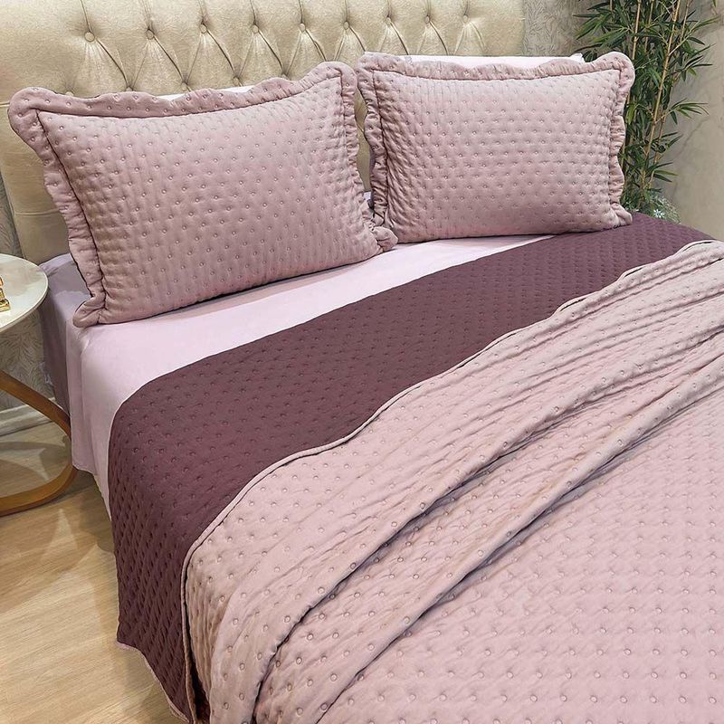 Kit Cobre Leito Bold Bicolour King Micropercal 300 Fios Malva Casa Scarpa