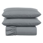 Kit Cobre Leito Turin Queen 3 Peças Micropercal 400 Fios Babado Liso Cinza Casa Scarpa