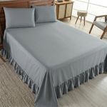 Kit Cobre Leito Turin Queen 3 Peças Micropercal 400 Fios Babado Liso Cinza Casa Scarpa