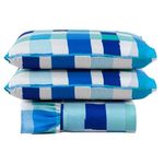 Kit Cobre Leito Laila Quadri Azul 4 Casal Micropercal 400 Fios 100% Poliéster Estampado Casa Scarpa
