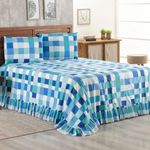 Kit Cobre Leito Laila Quadri Azul 4 Casal Micropercal 400 Fios 100% Poliéster Estampado Casa Scarpa