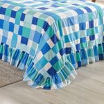 Kit Cobre Leito Laila Quadri Azul 4 Casal Micropercal 400 Fios 100% Poliéster Estampado Casa Scarpa
