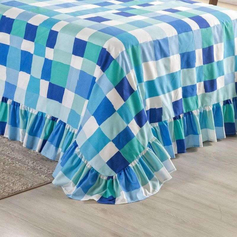 Kit Cobre Leito Laila Quadri Azul 4 Casal Micropercal 400 Fios 100% Poliéster Estampado Casa Scarpa