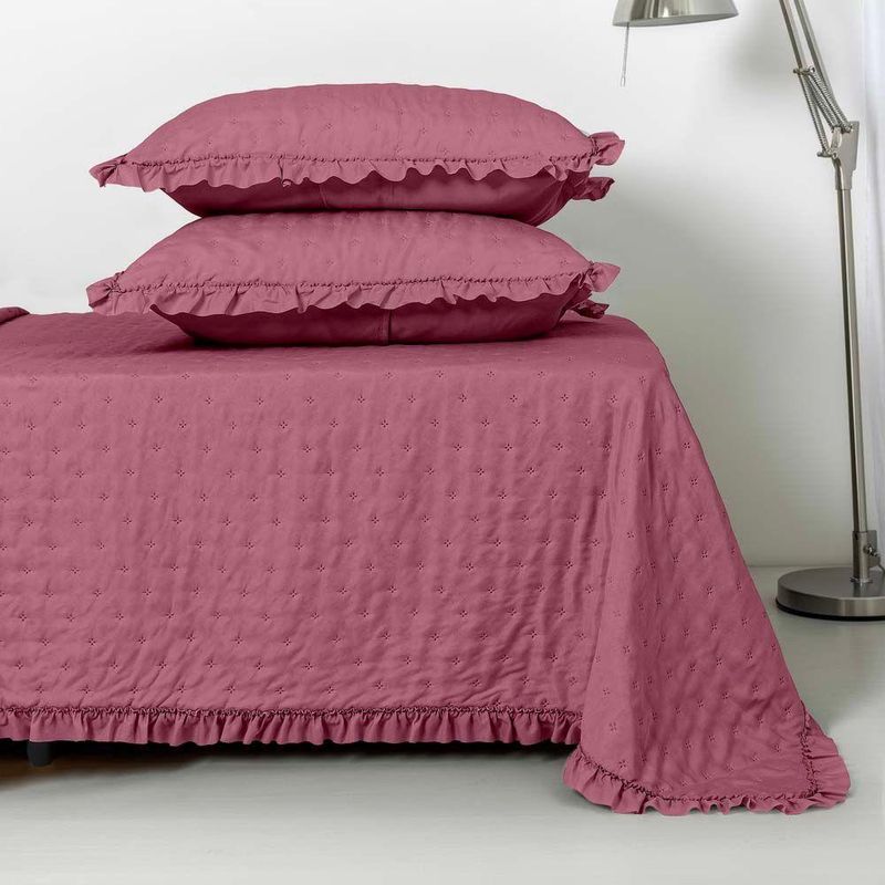 Kit Cobre Leito Elegance Casal Microfibra 200 Fios 3 Peças Pink Casa Scarpa
