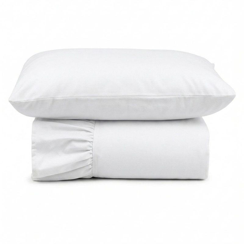 Kit Cobre Leito Turin Solteiro Micropercal 400 Fios Liso Branco Casa Scarpa
