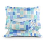 Kit Cobre Leito Karina Queen 3 Peças Micropercal 300 Fios Estampado Mosaico Azul Casa Scarpa