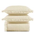 Kit Cobre Leito com Babado Elegance Queen 3 Peças Microfibra 100% Poliéster Creme Casa Scarpa