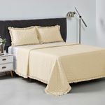 Kit Cobre Leito com Babado Elegance Queen 3 Peças Microfibra 100% Poliéster Creme Casa Scarpa