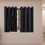 Cortina Blackout com Voil Daily Varão 2,80mx1,60m Sala Quarto Preto Casa Scarpa