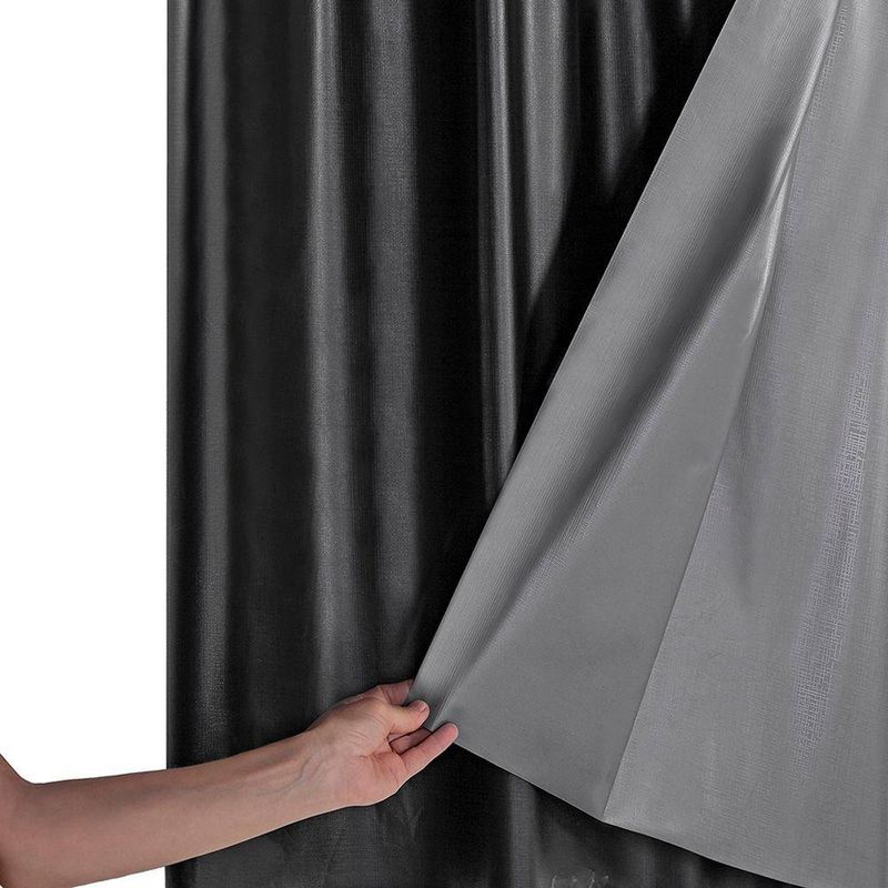 Cortina Blackout com Voil Daily Varão 2,80mx1,60m Sala Quarto Preto Casa Scarpa