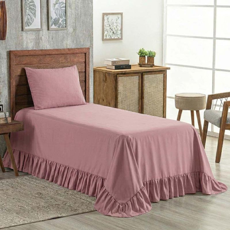 Kit Cobre Leito Turin Solteiro Micropercal 400 Fios 2 Peças Rosê Casa Scarpa
