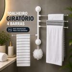 Porta Toalha Giratório Autoadesivo 4 em 1 4 Barras Articuladas Banheiro Branco Yeet